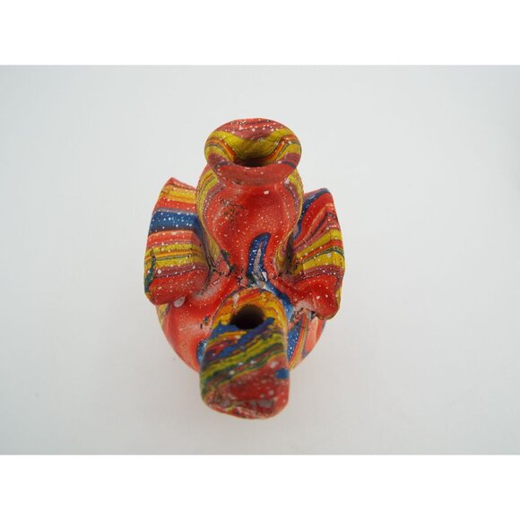 Multicolor Marbled Chicken Rooster Clay Whistle Figurines Folk Art Set of 3 - Picture 13 of 16